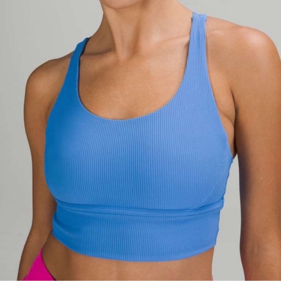 Lululemon Energy Longline Bra Ribbed Luxtreme Medium Support B-D Blue Nile 8 - Picture 1 of 7